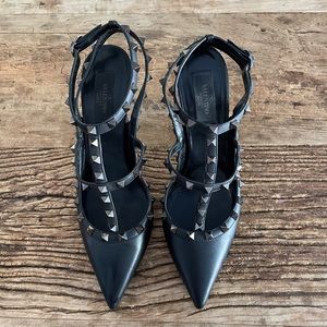 VALENTINO Rockstud Noir Slingback 100mm Pumps